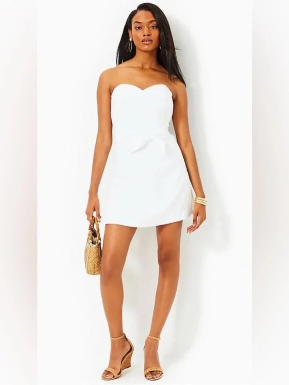 Lilly Pulitzer Kylo Strapless Skirted Romper in Resort White | Size 10 | No Belt